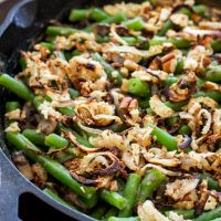 Green Bean Casserole with Crispy Shallot Pecan Topping