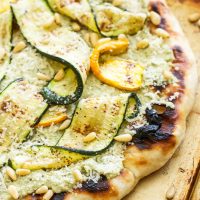 Grilled Zucchini, Ricotta and Pine Nut Pizza