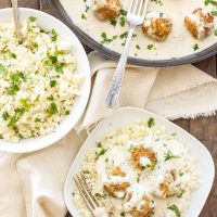 Healthy Swedish Meatballs with Cauliflower Rice Pilaf