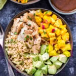 Cauliflower Rice Fish Taco Bowls with vinaigrette on the side