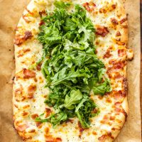 White Pizza with Bacon and Arugula