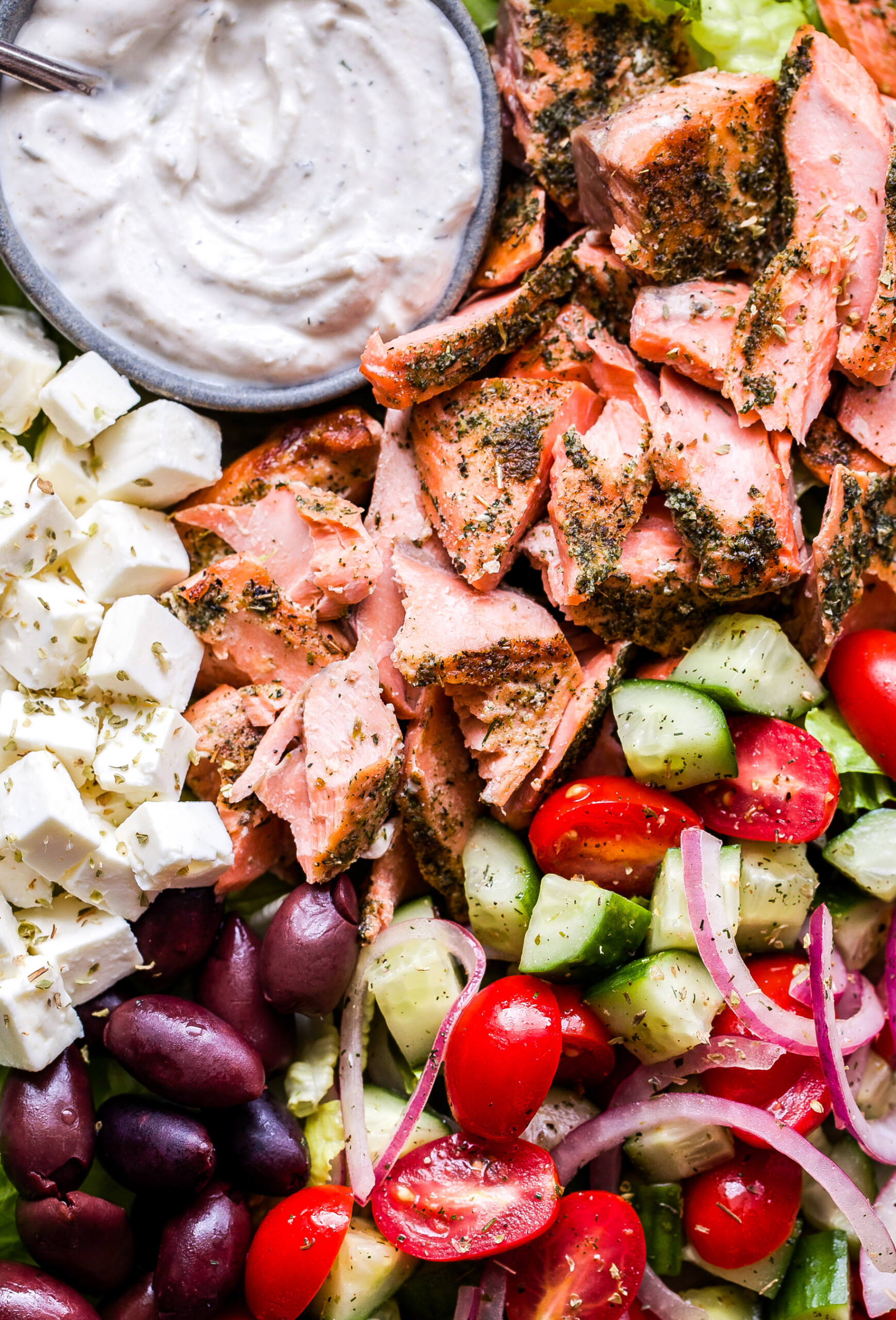 Greek Salmon Salad with Tahini Yogurt Dressing Recipe Runner