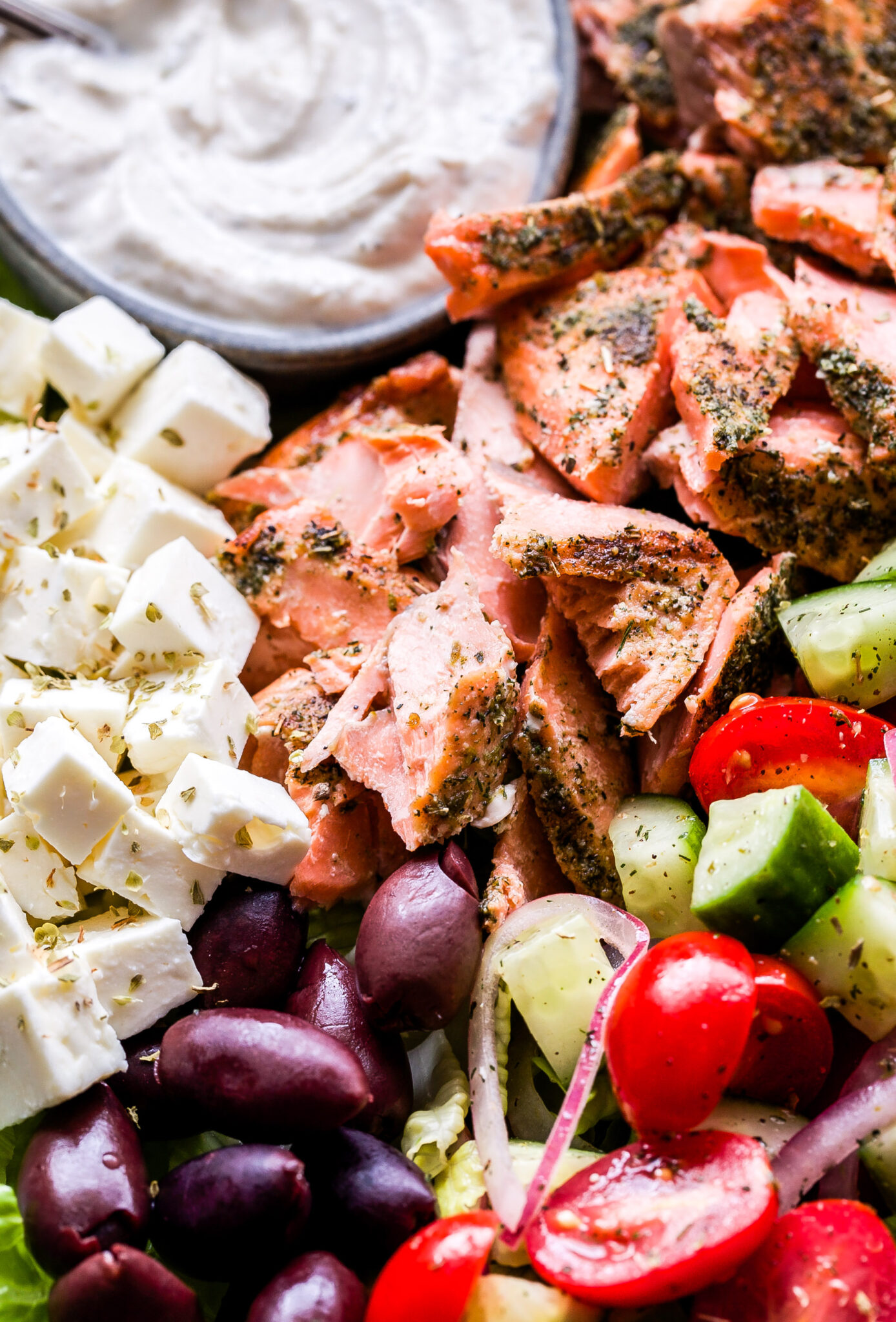 Greek Salmon Salad with Tahini Yogurt Dressing Recipe Runner