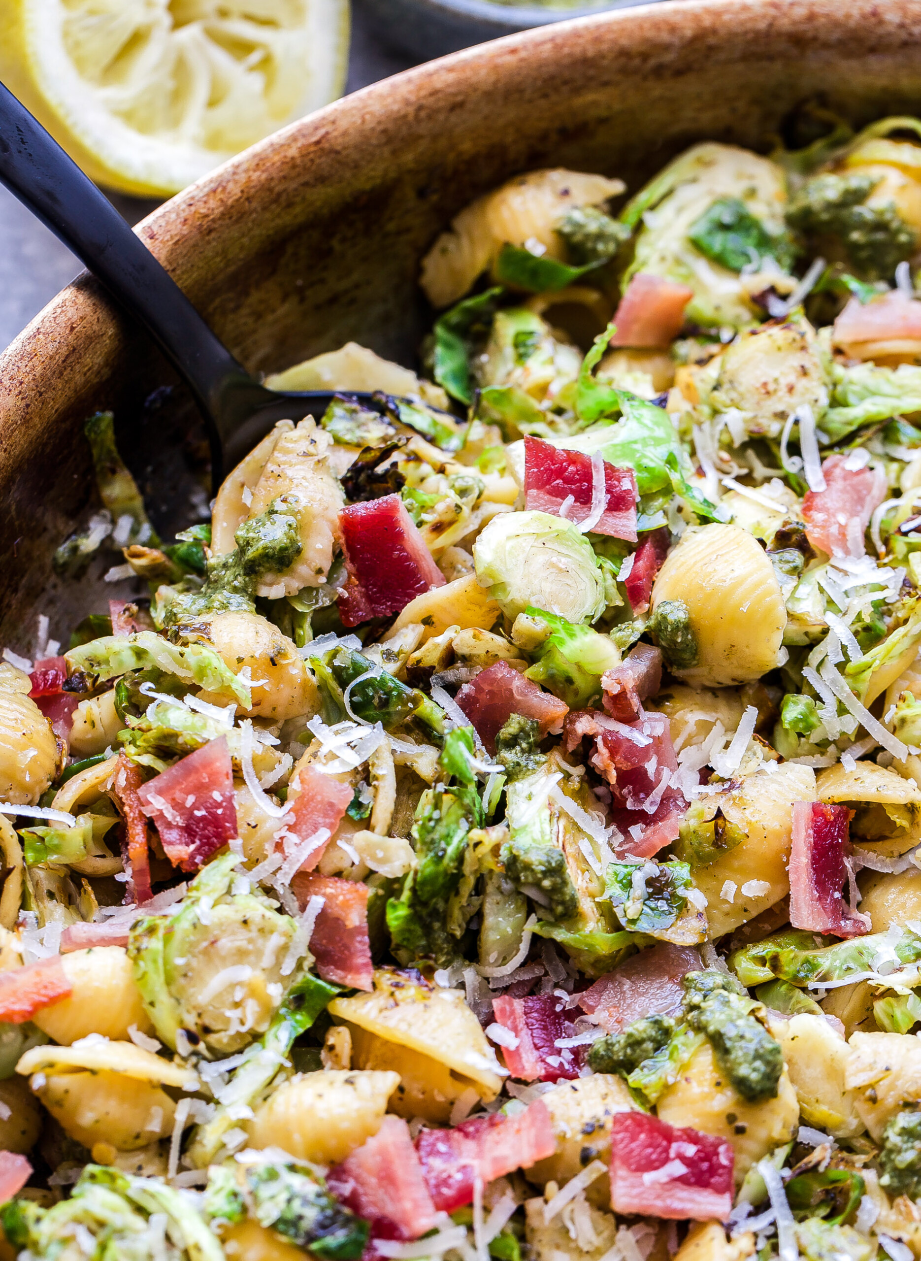 Brussels Sprouts and Bacon Pesto Pasta Recipe Runner