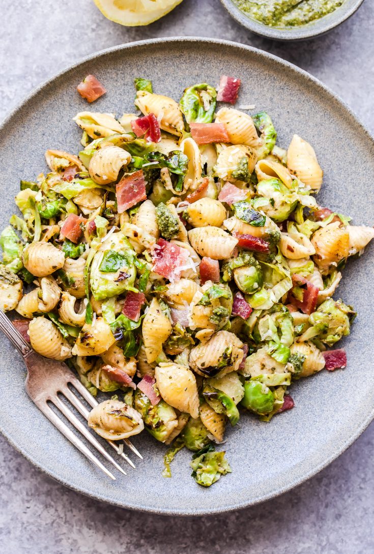 Brussels Sprouts and Bacon Pesto Pasta Recipe Runner