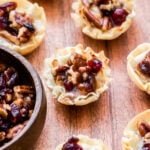 closeup photo of Cranberry Maple Pecan Baked Brie Bites