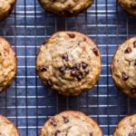 Gluten Free Banana Chocolate Chip Muffins on a cooling rack.