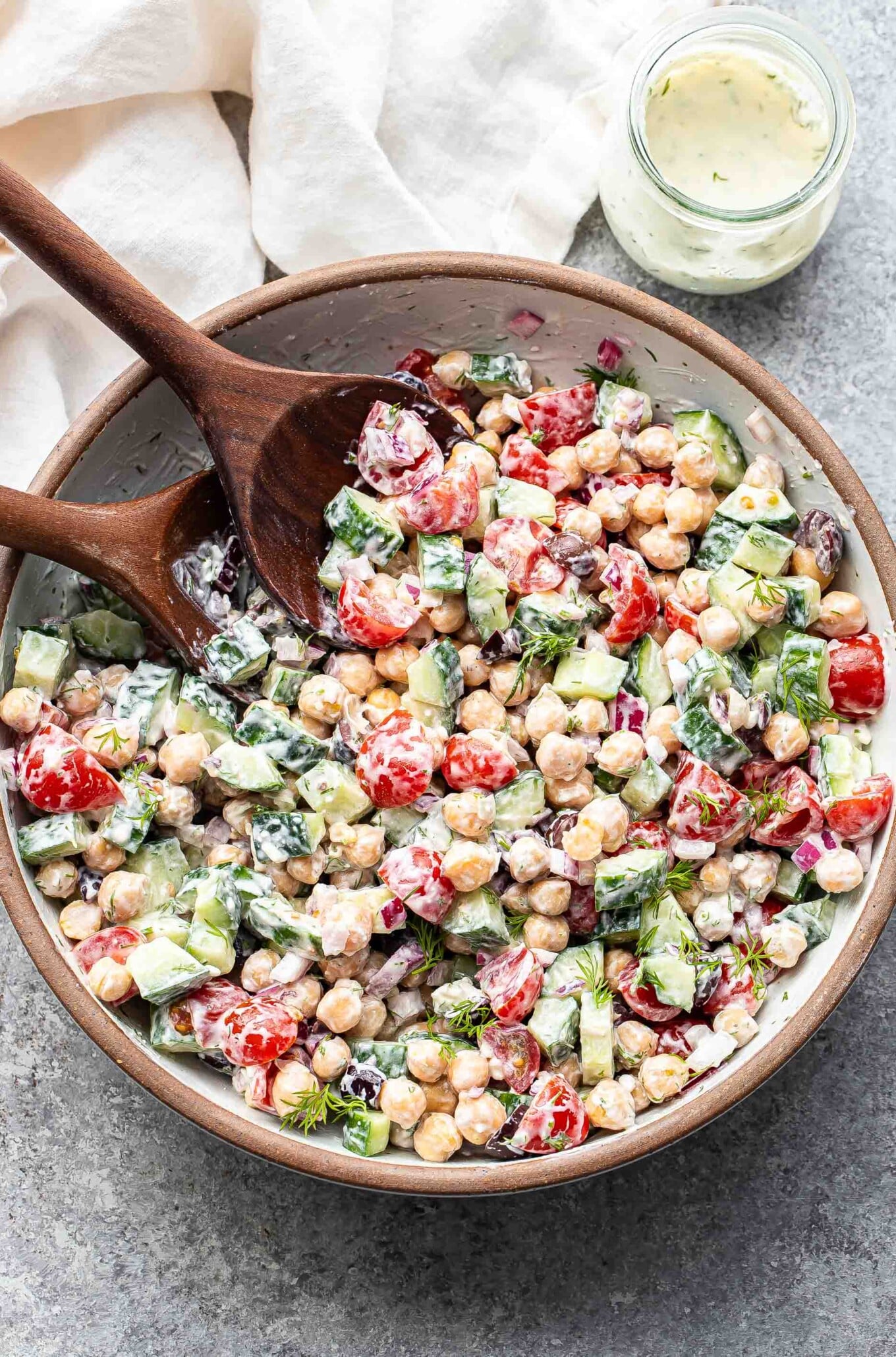 Greek Chickpea Salad With Tzatziki Dressing At Kevin Broadway Blog