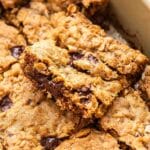 A square of Oatmeal Chocolate Chip Cookie Bars.