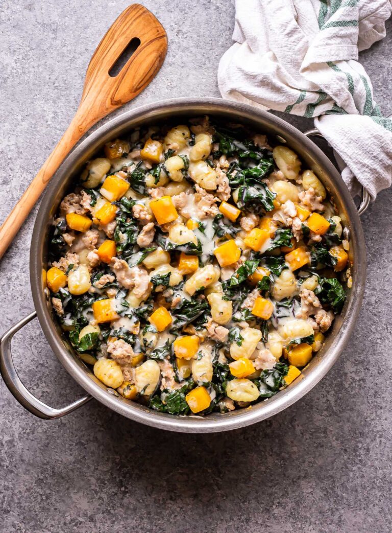 Butternut Squash, Sausage, and Kale Gnocchi Skillet Recipe Runner