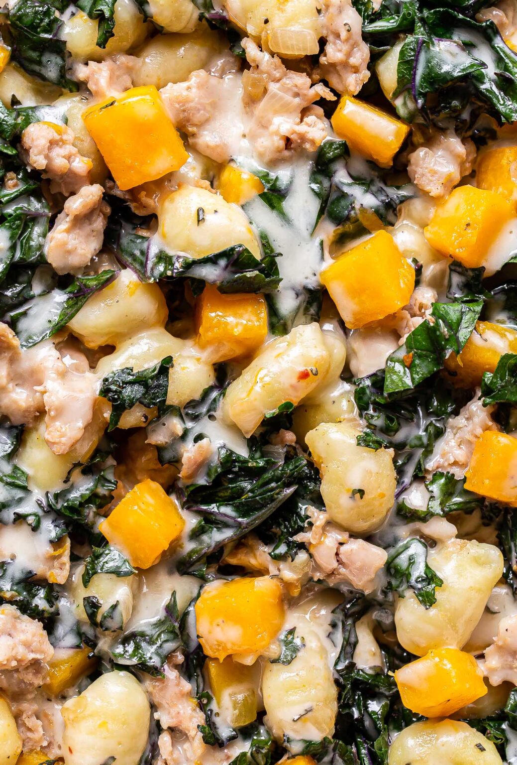 Butternut Squash, Sausage, and Kale Gnocchi Skillet Recipe Runner
