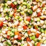 Shrimp Ceviche in a white serving bowl.