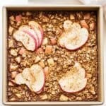 Apple Cinnamon Baked Oatmeal in a square baking pan.