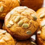 Closeup photo of a Healthy Pumpkin Muffin.