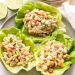 Southwest chicken salad in lettuce cups.