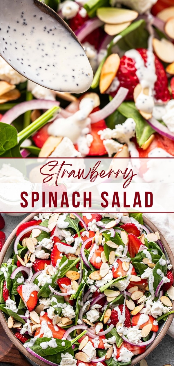 Strawberry spinach salad Pinterest collage.