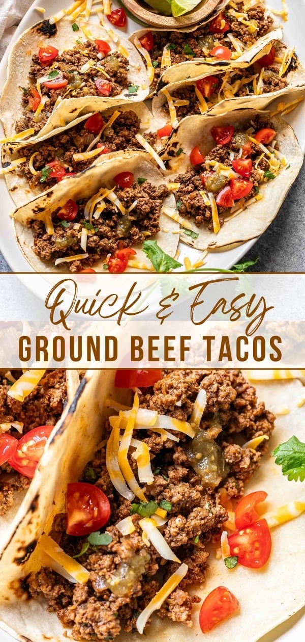 Ground beef tacos Pinterest collage.
