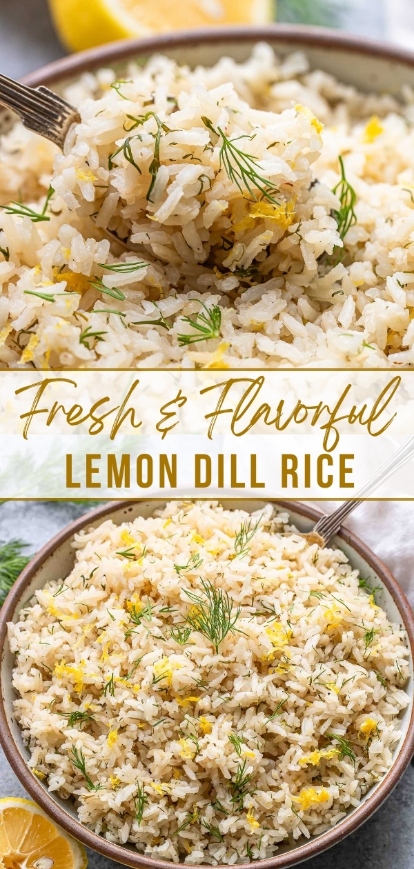 Lemon dill rice Pinterest collage.