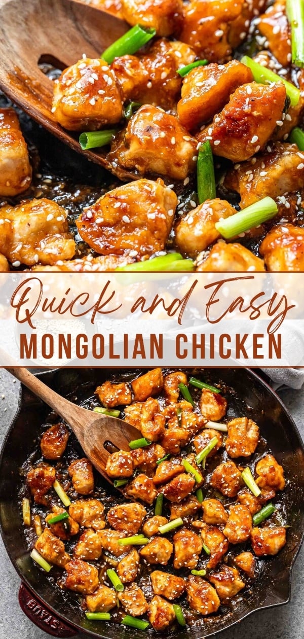 Mongolian chicken Pinterest collage.