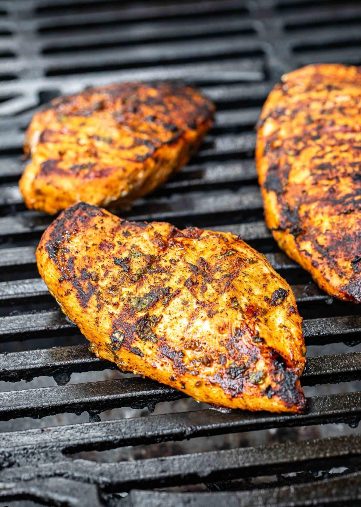 Southwest grilled chicken on the grill.
