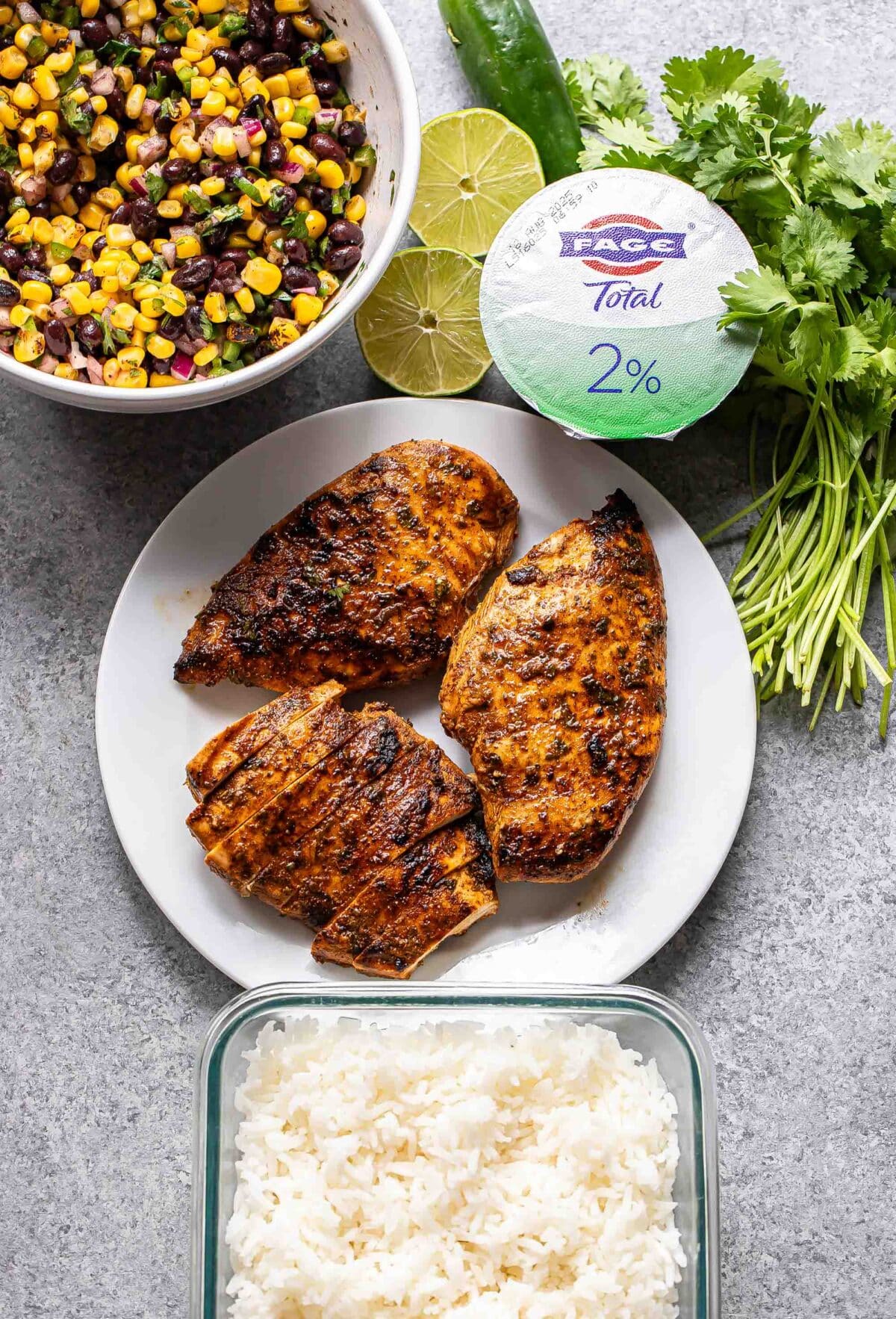 Ingredients used to make southwest chicken bowls.