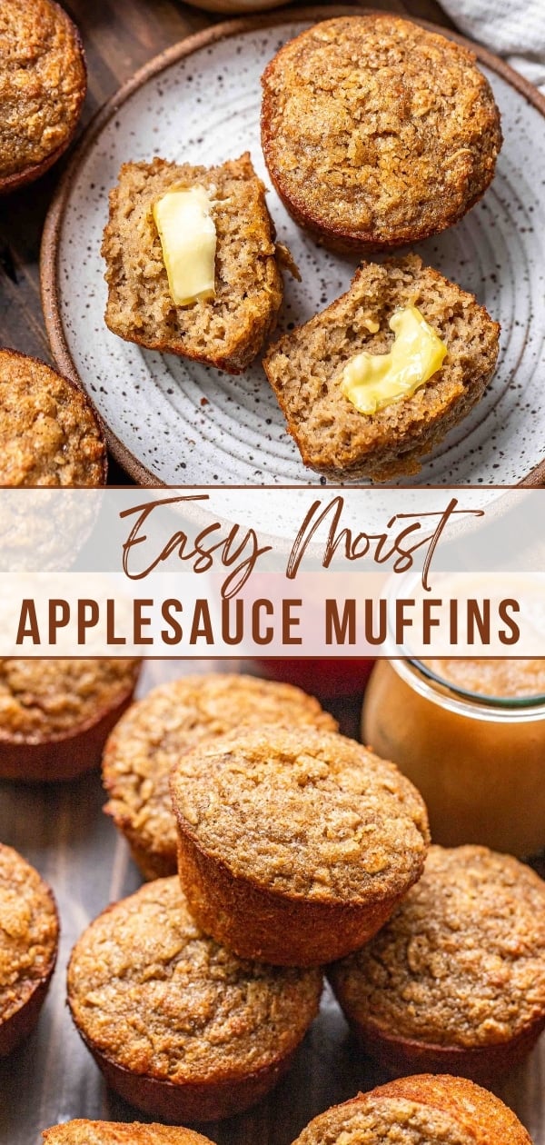 Applesauce muffins Pinterest collage.