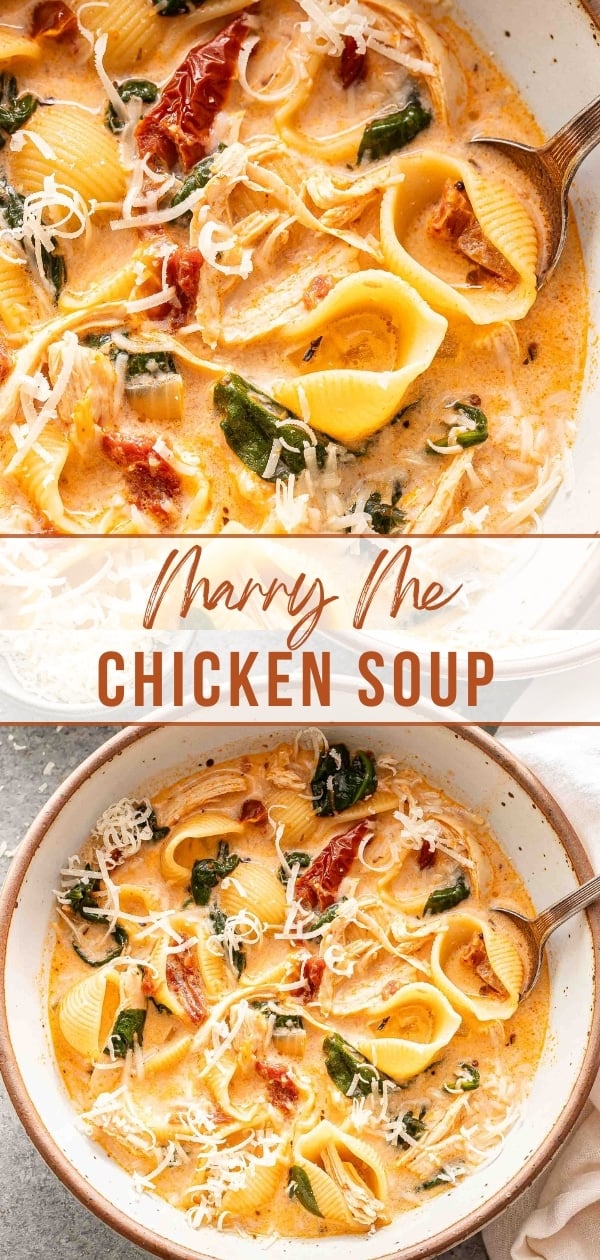 Marry me chicken soup Pinterest collage.
