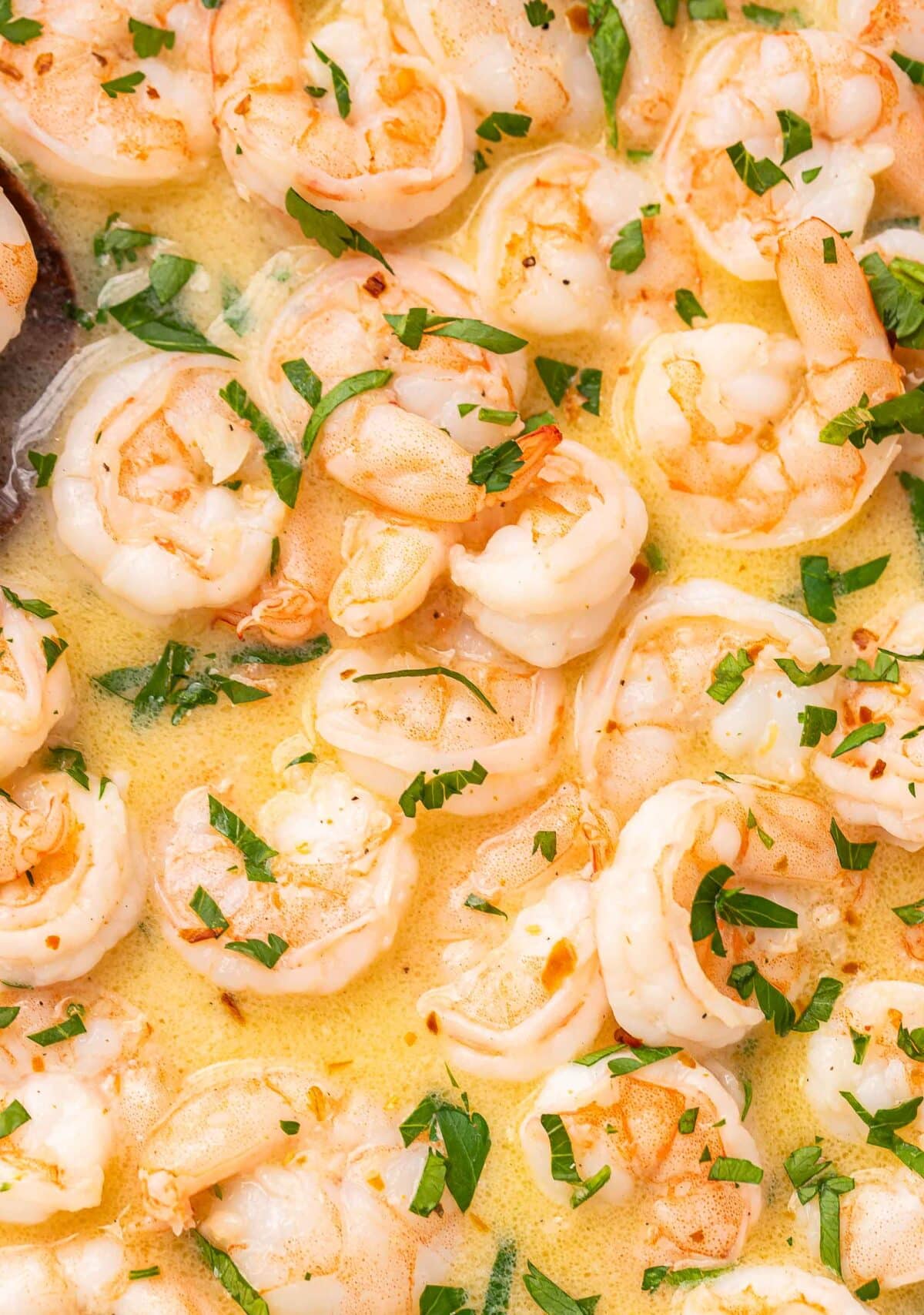 Shrimp scampi in a garlic butter sauce.