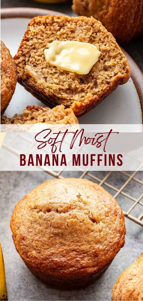 Banana muffins Pinterest collage.