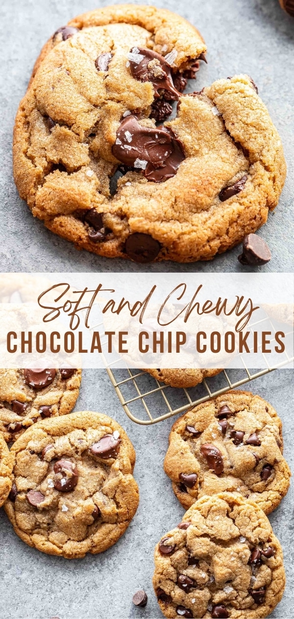 Chocolate chip cookies pinterest collage.