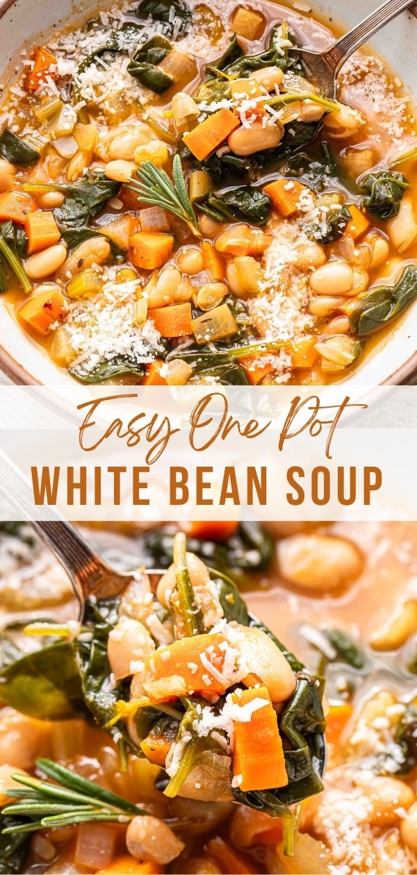 White bean soup Pinterest collage.