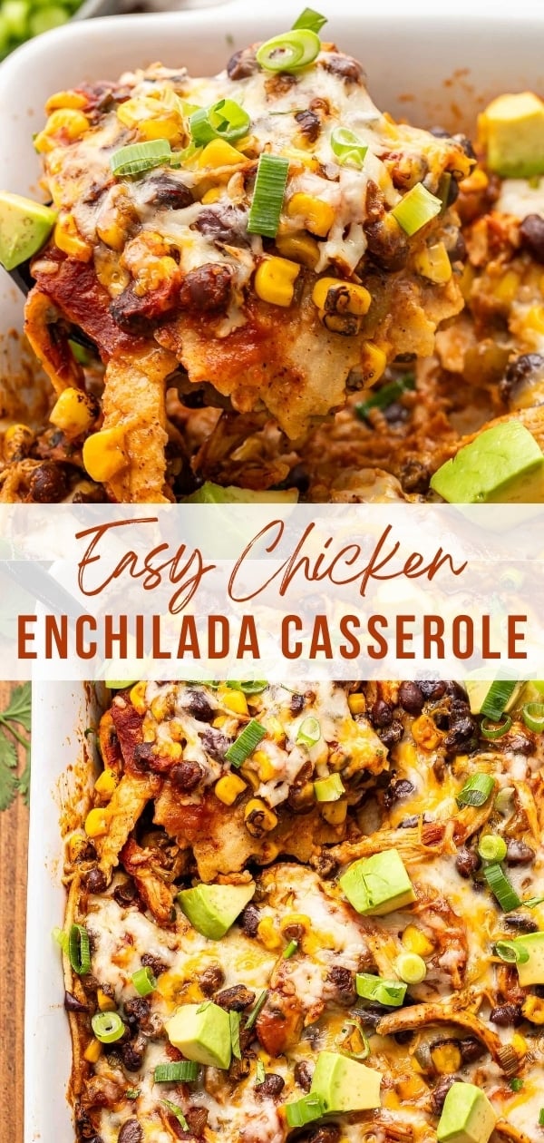 Chicken enchilada casserole Pinterest collage.
