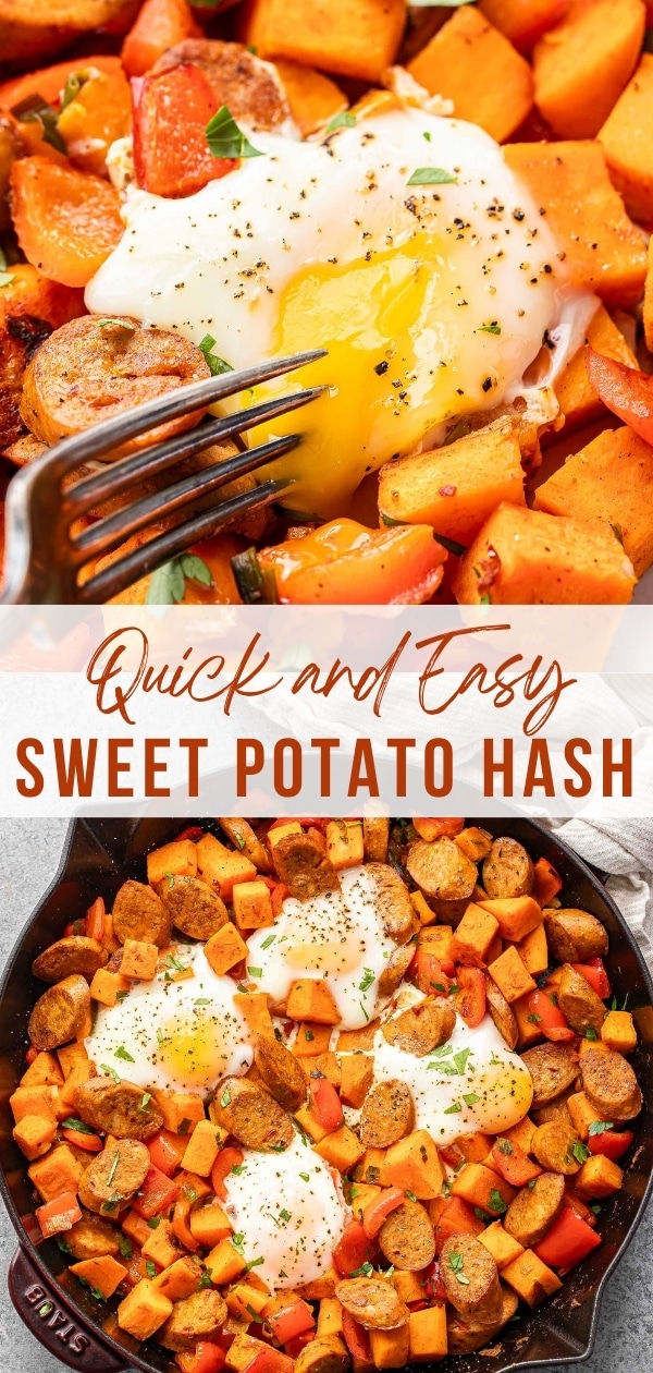 Sweet potato hash Pinterest collage.