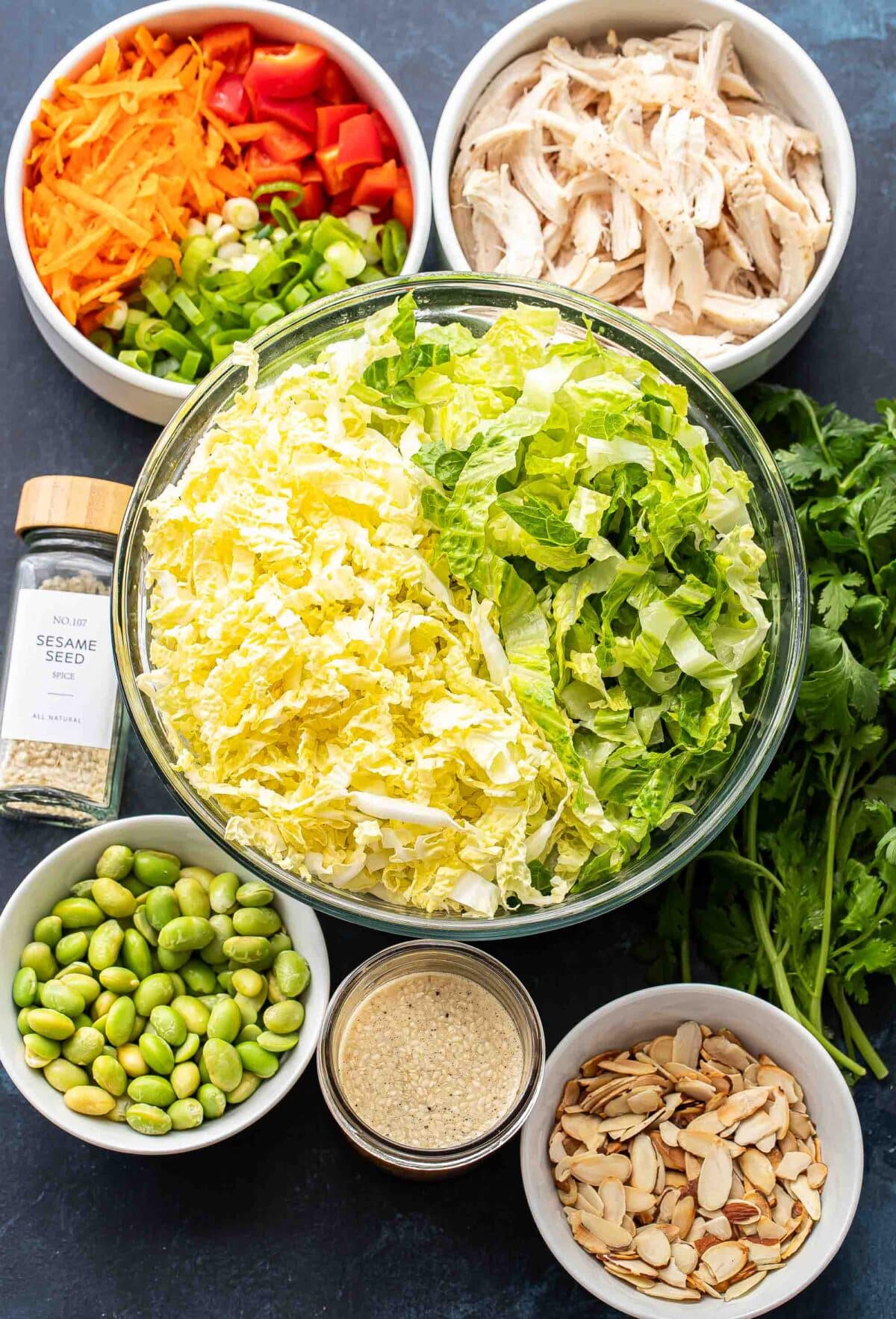 Ingredients used to make Chinese chicken salad.