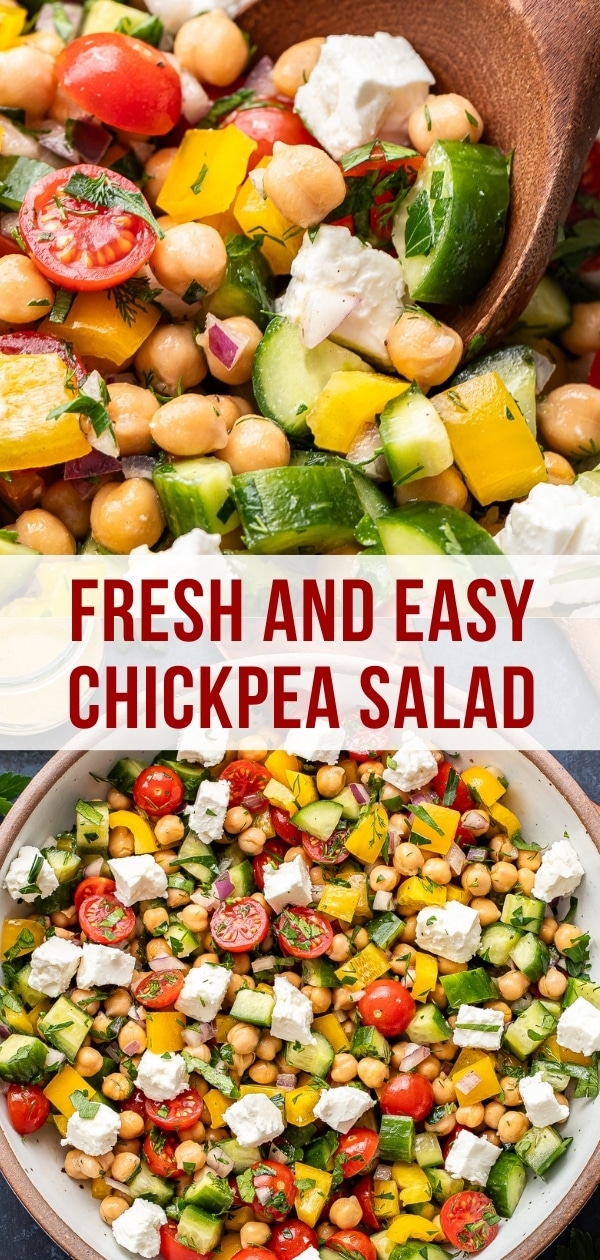 Chickpea salad Pinterest collage.
