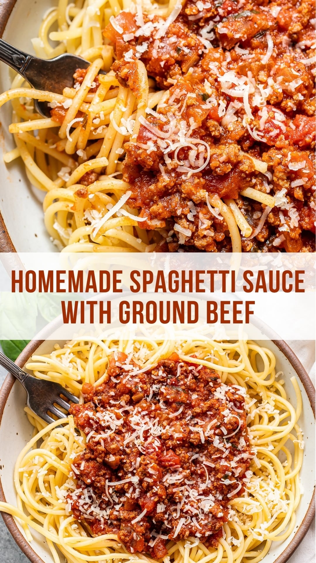 Spaghetti sauce Pinterest collage.