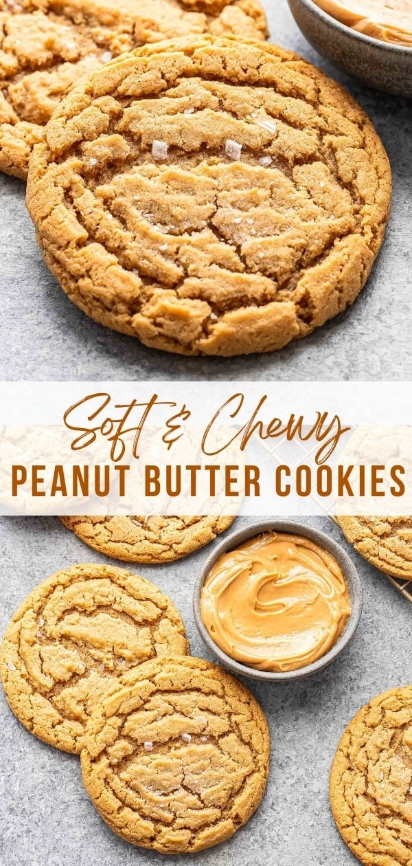 Chewy peanut butter cookies pinterest collage.