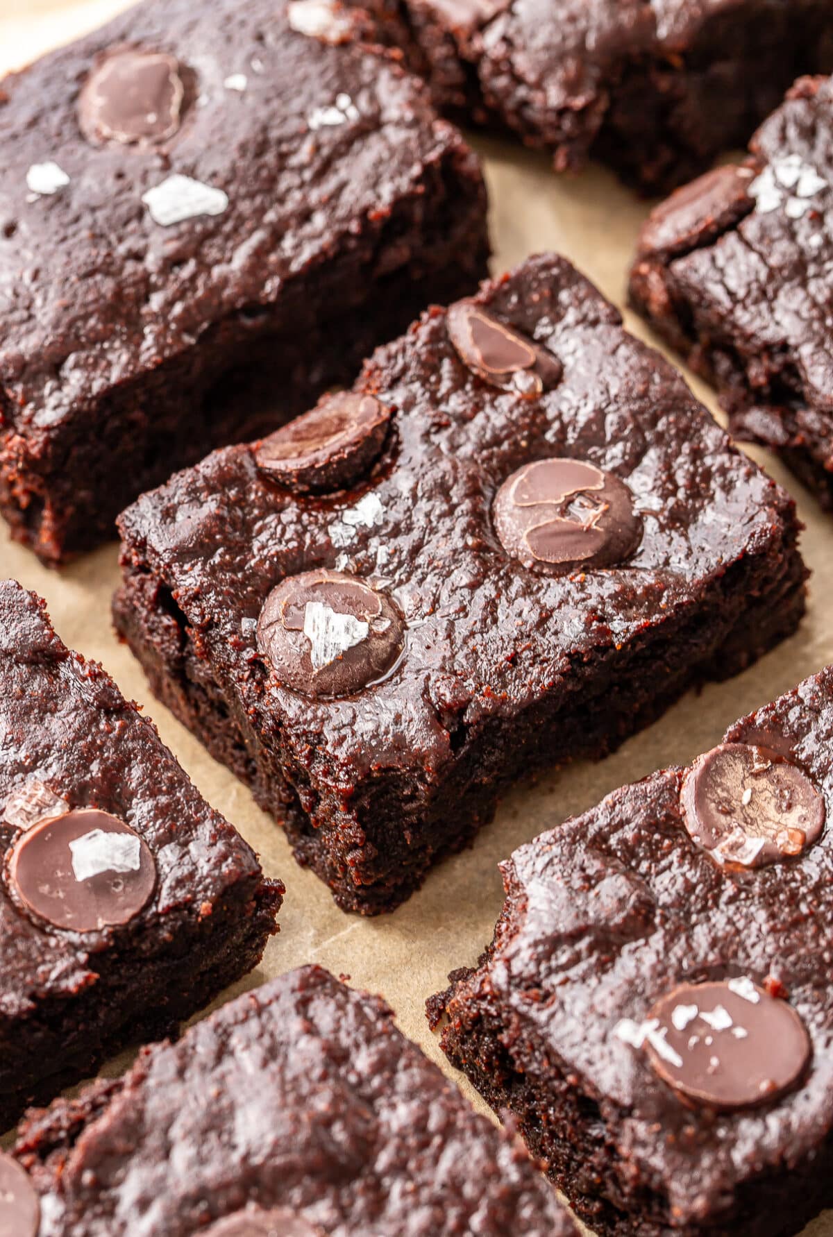 Sweet potato brownies cut into squares.