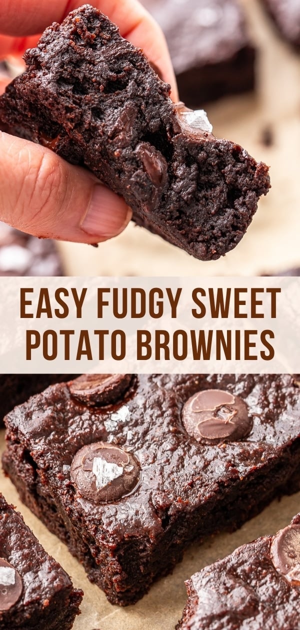 Sweet potato brownies Pinterest collage.